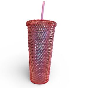 Tumbler Pink Studded Tumbler with Straw